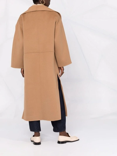 Shop Totême Single-breasted Wool-blend Coat In Braun