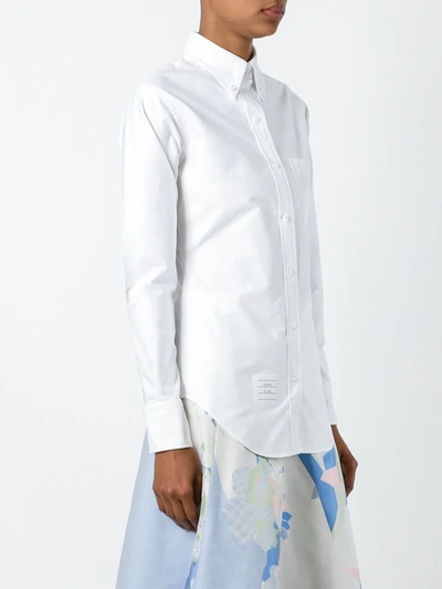 Thom Browne Classic Long Sleeve Button Down Point Collar Shirt In Oxford In White