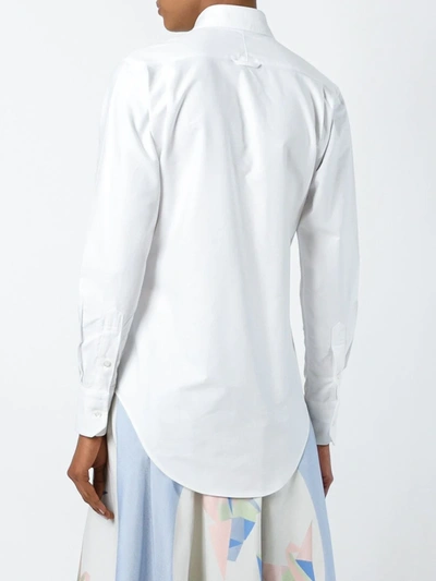Shop Thom Browne Classic Long Sleeve Button Down Point Collar Shirt In Oxford In White