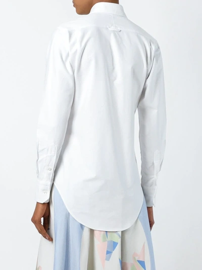 Thom Browne Classic Long Sleeve Button Down Point Collar Shirt In Oxford In White