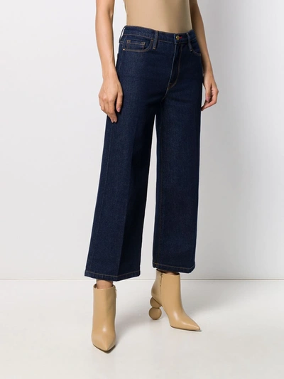 Shop Frame Ali Wide-leg Cropped Jeans In Blue