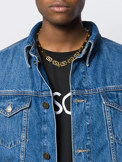 Shop Versace Greca Chain Necklace In Gold