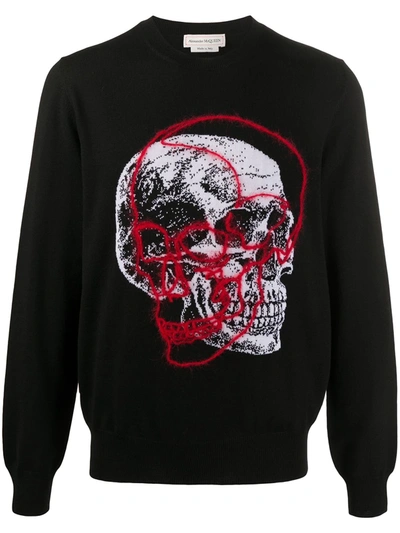 Shop Alexander Mcqueen Skull Motif Knitted Jumper In Black