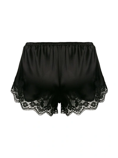 Shop Dolce & Gabbana Lace-trim Satin Shorts In Black