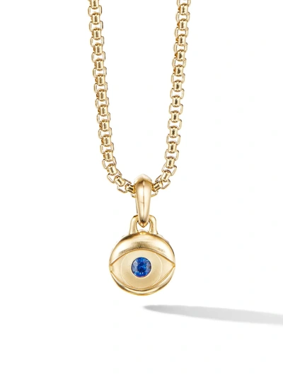 Shop David Yurman 18kt Yellow Gold Evil Eye Sapphire Amulet