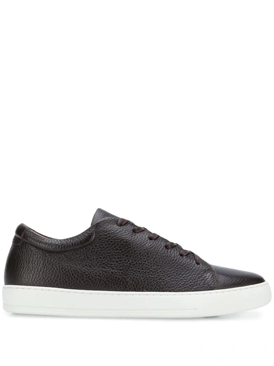 Shop Eleventy Leather Low-top Sneakers In Brown