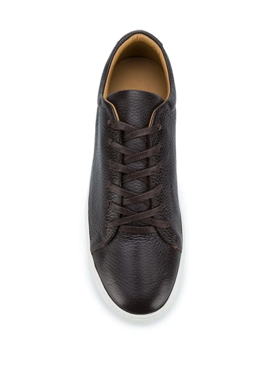 Shop Eleventy Leather Low-top Sneakers In Brown