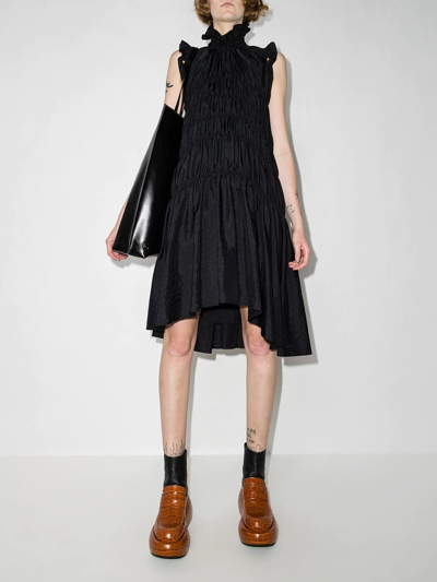Shop Brøgger Fraya Smocked Sleeveless Dress In Black