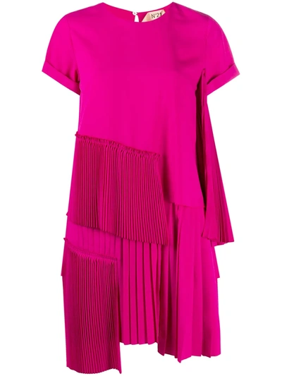 Shop N°21 Pleat-detailing Tiered Mini Dress In Pink