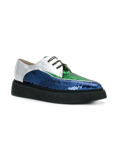 Shop N°21 Sequin Lace-up Shoes In Blue