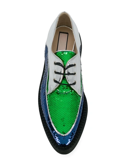Shop N°21 Sequin Lace-up Shoes In Blue