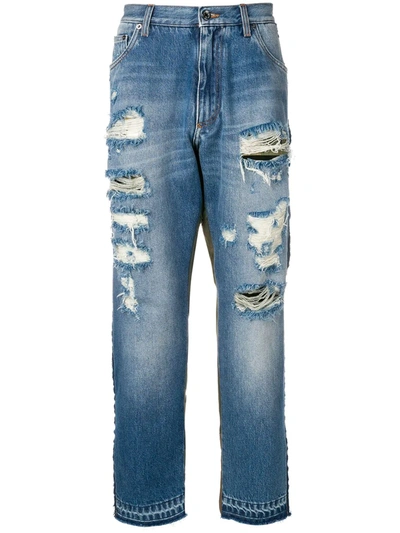 Shop Dolce & Gabbana Camouflage-detail Jeans In Blue