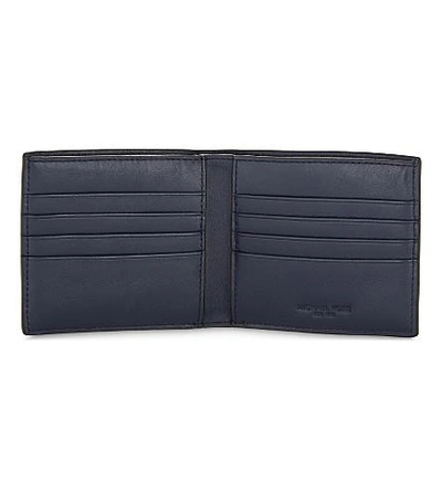Shop Michael Kors Billfold Leather Wallet In Navy