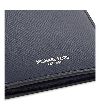 Shop Michael Kors Billfold Leather Wallet In Navy