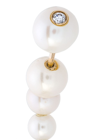 Shop Anissa Kermiche 14k Yellow Gold Corne De Gazelle Pearl Earring In White