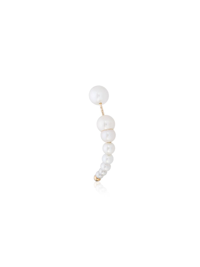 Shop Anissa Kermiche 14k Yellow Gold Corne De Gazelle Pearl Earring In White