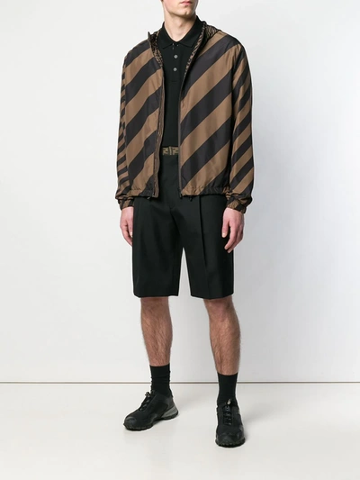 Shop Fendi Reversible Windbreaker Jacket In Brown