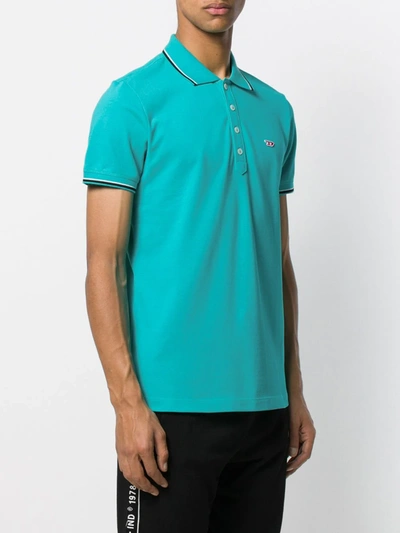 Shop Diesel Embroidered Logo Polo Shirt In Blue