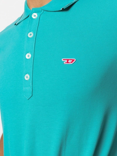 Shop Diesel Embroidered Logo Polo Shirt In Blue