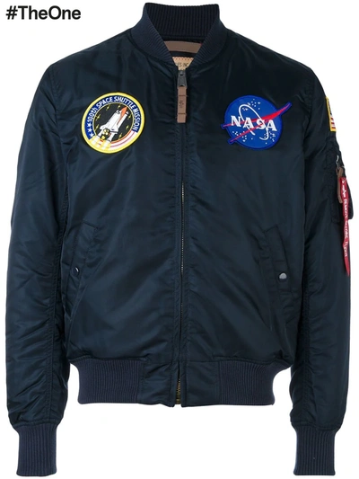 Alpha Industries Nasa Embroidered Bomber Jacket In Blue