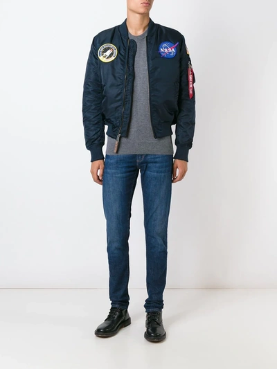 Alpha Industries Nasa Embroidered Bomber Jacket In Blue