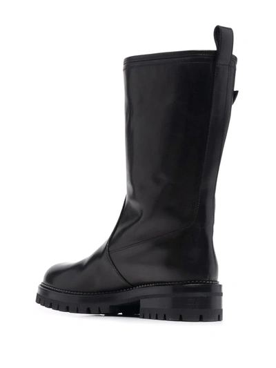 Versace Biker Boots With Medusa Safety Pin In Schwarz