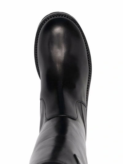 Versace Biker Boots With Medusa Safety Pin In Schwarz