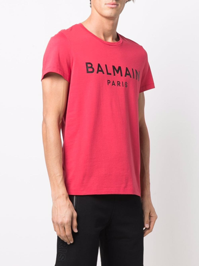 Shop Balmain Logo-print T-shirt In Rosa