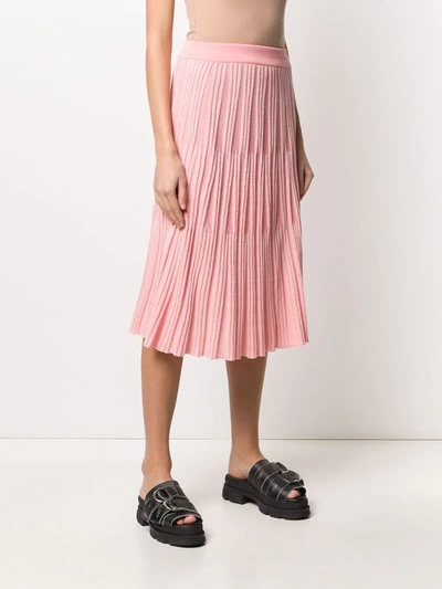 Shop Kenzo Pleated-knit Midi Skirt In Pink