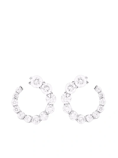 Shop Melissa Kaye 18kt White Gold Aria Diamond Earrings In Silver