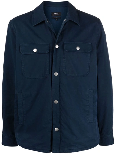 Shop Apc Alex Shirt Jacket In Blau