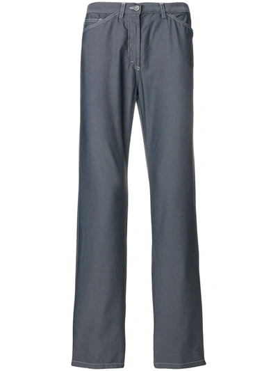 Pre-owned Versace Stitching Details Trousers In Grey