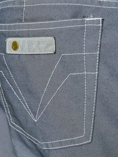 Pre-owned Versace Stitching Details Trousers In Grey