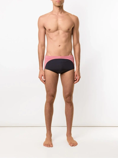 Shop Amir Slama Panel Swimming Trunks In Black