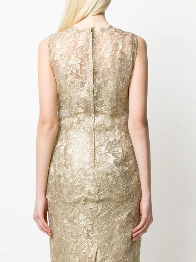 Shop Dolce & Gabbana Lace Brocade Sleeveless Blouse In Gold