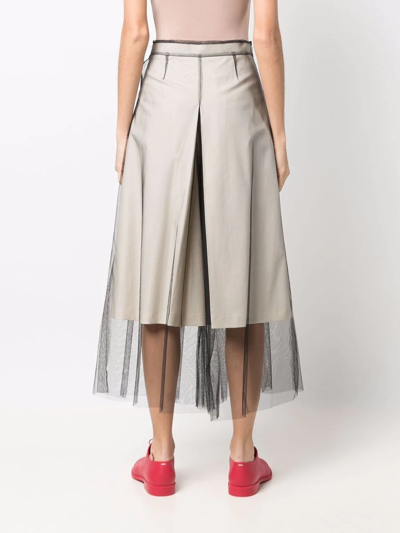 Shop Maison Margiela Calico Mesh-layered Culotte Trousers In Neutrals