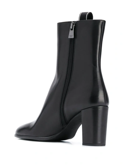 Shop Emporio Armani Logo Trim Ankle Boots In Black