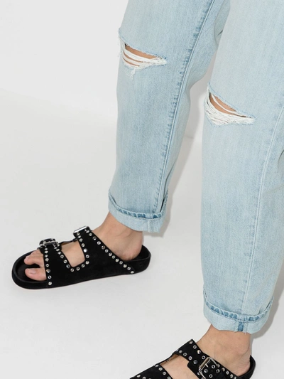 Shop J Brand Tate Ripped-detailing Boyfriend Jeans In Blue