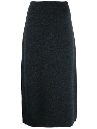 Shop Pringle Of Scotland Side Slit Knitted Skirt In Grey
