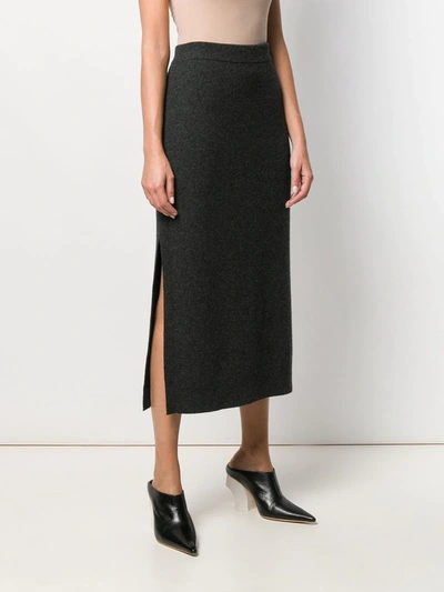 Pringle Of Scotland Side Slit Knitted Skirt In Grey