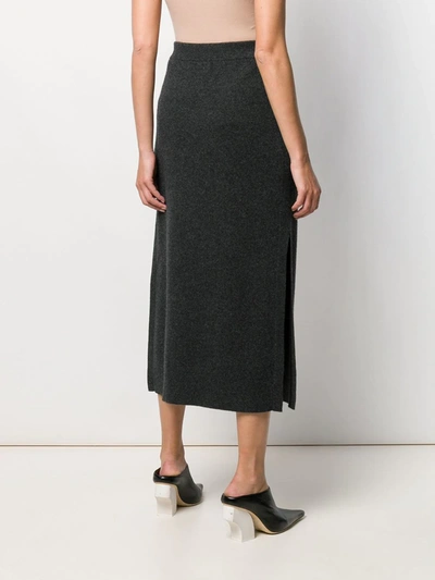 Shop Pringle Of Scotland Side Slit Knitted Skirt In Grey