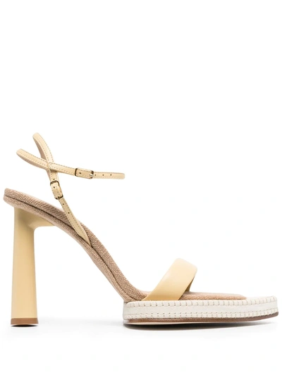 Shop Jacquemus Pointed-toe Heeled Sandals In Yellow