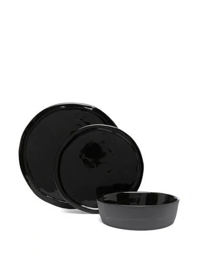 Shop Off-white Ceramic Lunch Set In Black