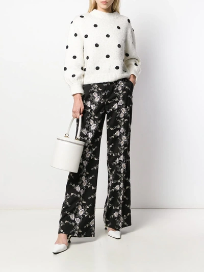 FLORAL EMBROIDERED WIDE LEG TROUSERS