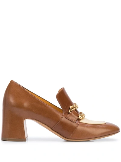 Shop Madison.maison Perla Block Heel Loafers In Brown