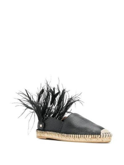 VALENTINO VALENTINO GARAVANI FEATHER DETAIL ESPADRILLES - 黑色