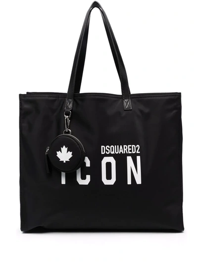 Dsquared2 Icon Logo-print Tote Bag In Black