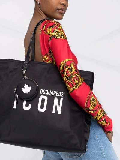 Shop Dsquared2 Icon Logo-print Tote In Black