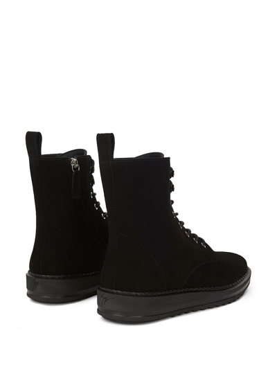 Giuseppe Zanotti Bassline Suede Cargo Boots In Black