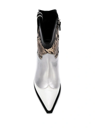 Shop Msgm Western Style Boots In Silver